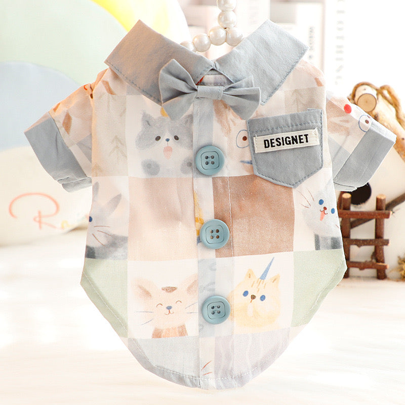 Plaid Bowtie Pet Shirt - Green