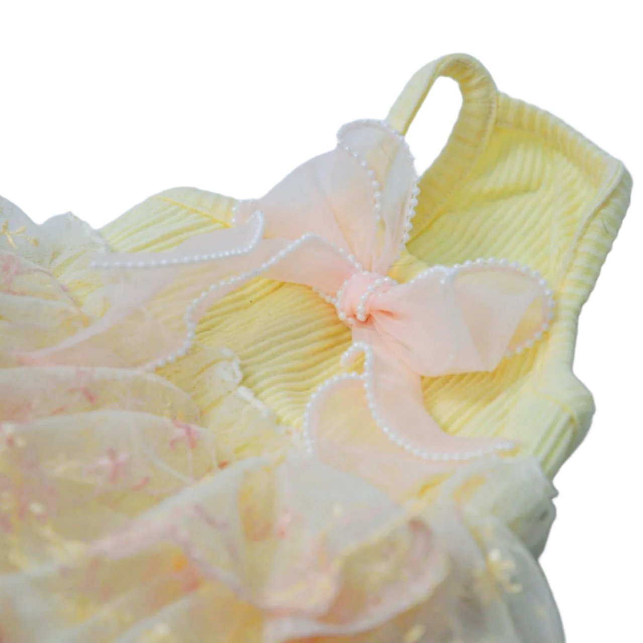 Spring Lace Embroidered Pet Dress - Peach