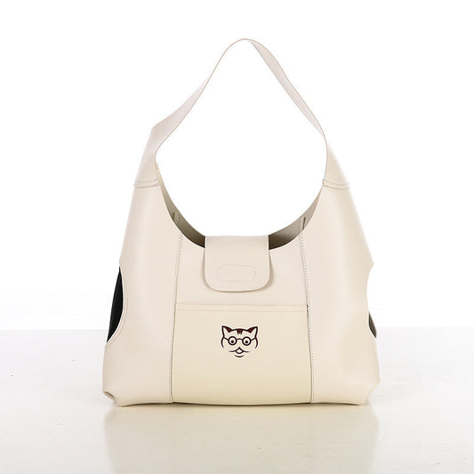 Secure Single Shoulder Pet Carrier - Creamy White