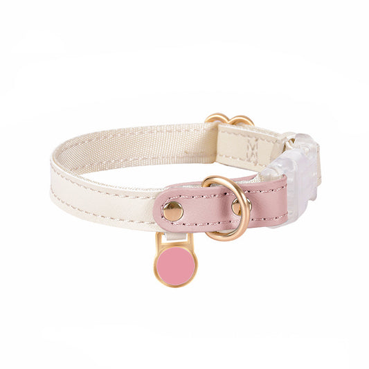 Leather Pet Collar - Peach