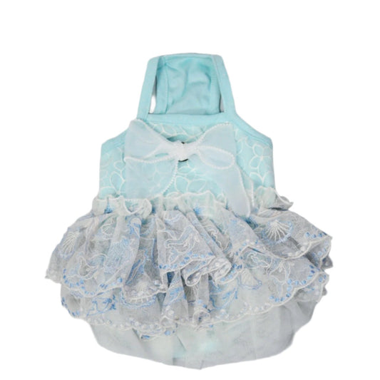 Spring Lace Embroidered Pet Dress - Blue